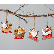 Santa Claus Sleigh Pendant Ornament 10 Pcs Christmas Tree Hanging Decoration Holiday Decor
