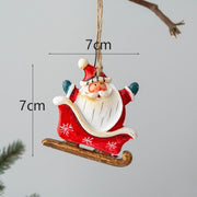 Santa Claus Sleigh Pendant Ornament 10 Pcs Christmas Tree Hanging Decoration Holiday Decor