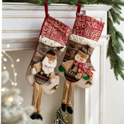 10 Pcs Christmas Stockings Hanging Ornaments with Santa Claus Snowman Elk Designs for Xmas Tree Party Supplies