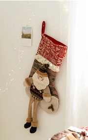 10 Pcs Christmas Stockings Hanging Ornaments with Santa Claus Snowman Elk Designs for Xmas Tree Party Supplies
