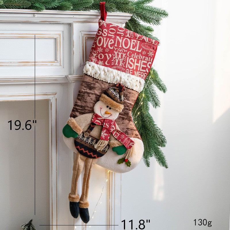 10 Pcs Christmas Stockings Hanging Ornaments with Santa Claus Snowman Elk Designs for Xmas Tree Party Supplies