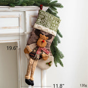 10 Pcs Christmas Stockings Hanging Ornaments with Santa Claus Snowman Elk Designs for Xmas Tree Party Supplies