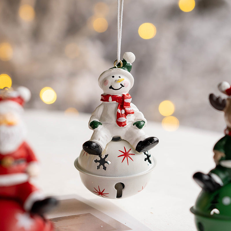 10 Pcs Christmas Hanging Ornaments Set – Santa Claus, Snowman, Elk Pendants with Bells – Holiday Tree Decorations