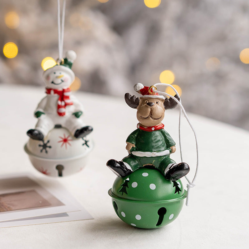 10 Pcs Christmas Hanging Ornaments Set – Santa Claus, Snowman, Elk Pendants with Bells – Holiday Tree Decorations