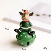 10 Pcs Christmas Hanging Ornaments Set – Santa Claus, Snowman, Elk Pendants with Bells – Holiday Tree Decorations