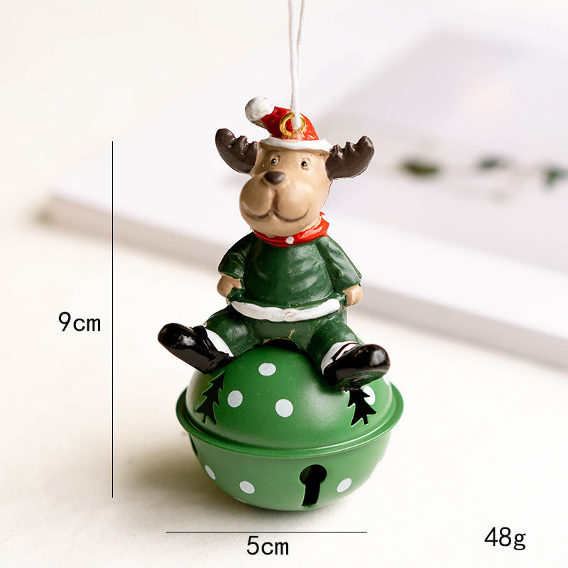 10 Pcs Christmas Hanging Ornaments Set – Santa Claus, Snowman, Elk Pendants with Bells – Holiday Tree Decorations