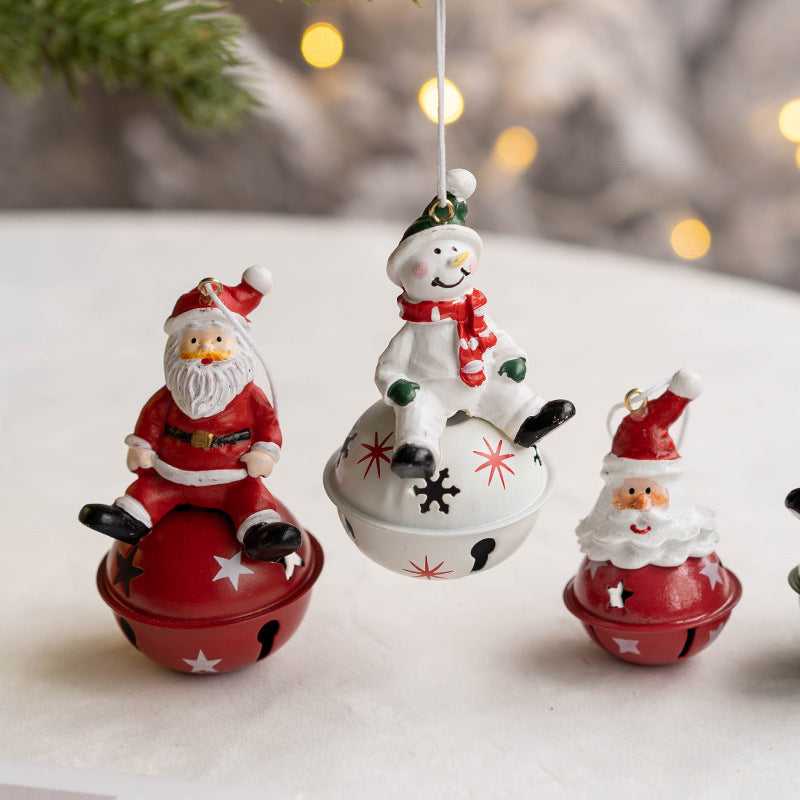 10 Pcs Christmas Hanging Ornaments Set – Santa Claus, Snowman, Elk Pendants with Bells – Holiday Tree Decorations
