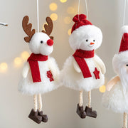 Santa Claus Snowman Elk Plush Pendant Ornaments 3 Pcs Christmas Tree Hanging Decor