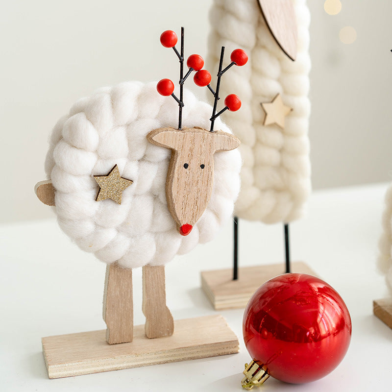 Santa Claus Snowman Elk Wool Felt Tabletop Centerpiece Decorations Christmas Ornaments Bulk Set