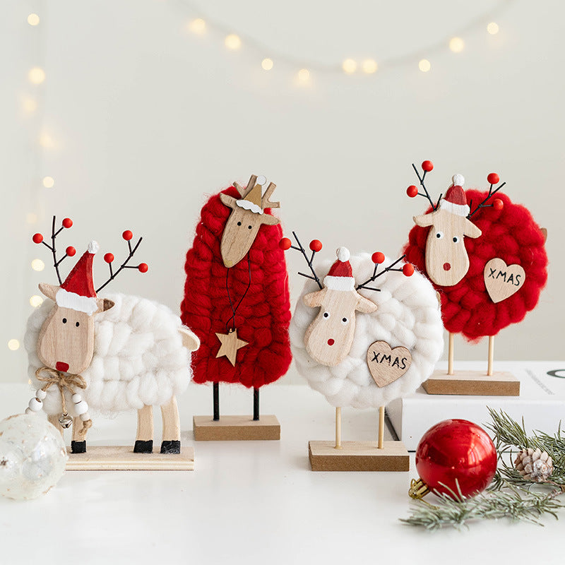 Santa Claus Snowman Elk Wool Felt Tabletop Centerpiece Decorations Christmas Ornaments Bulk Set