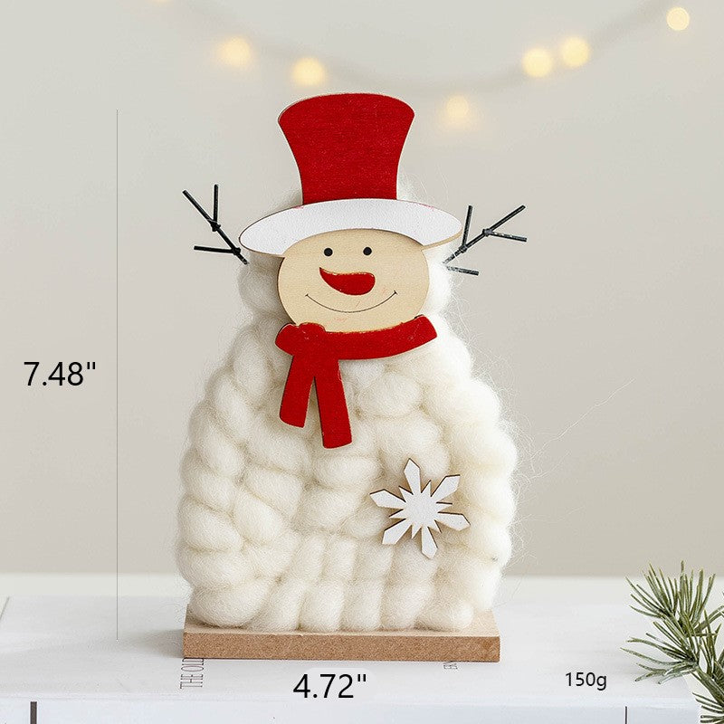 Santa Claus Snowman Elk Wool Felt Tabletop Centerpiece Decorations Christmas Ornaments Bulk Set