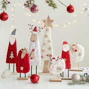 Santa Claus Snowman Elk Wool Felt Tabletop Centerpiece Decorations Christmas Ornaments Bulk Set