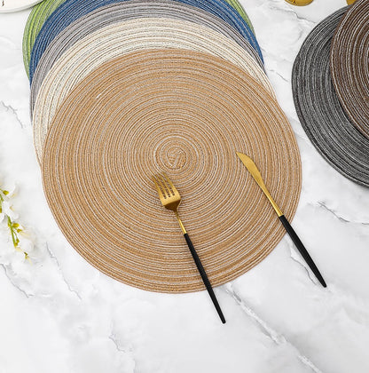 Bulk Set Of 2 Round Woven Placemats Washable Heat Insulation Table Mats Wholesale