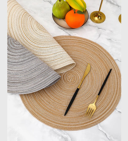 Bulk Set Of 2 Round Woven Placemats Washable Heat Insulation Table Mats Wholesale