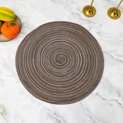 Bulk Set Of 2 Round Woven Placemats Washable Heat Insulation Table Mats Wholesale