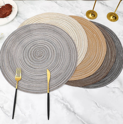 Bulk Set Of 2 Round Woven Placemats Washable Heat Insulation Table Mats Wholesale