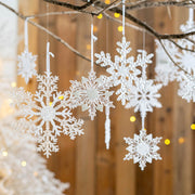 Snowflake Pendant Hanging Ornaments 12 Pcs Bulk Christmas Tree Decorations