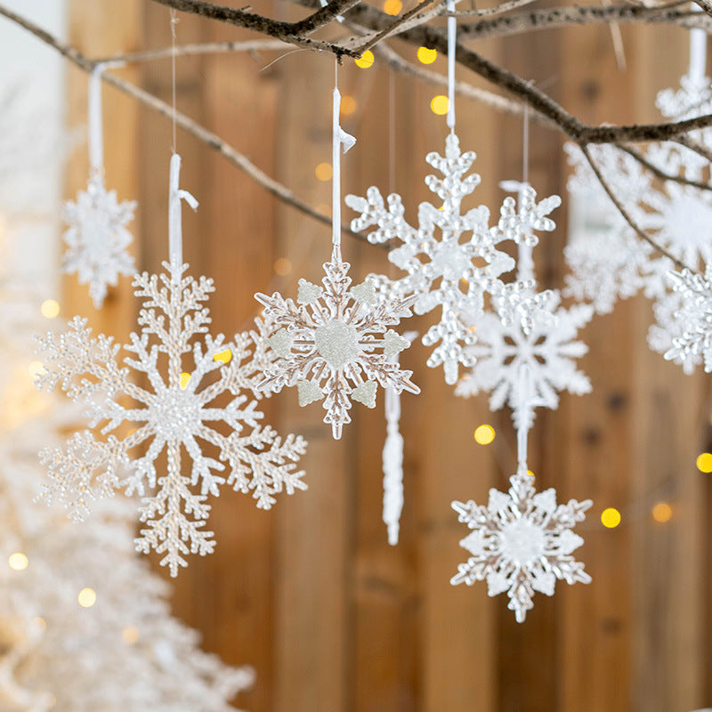 Snowflake Pendant Hanging Ornaments 12 Pcs Bulk Christmas Tree Decorations