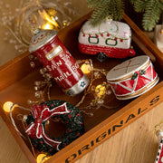 Sparkly Hanging Ornaments with String, Bulk Christmas Tree Decorations, Car and House, Holiday Party Supplies