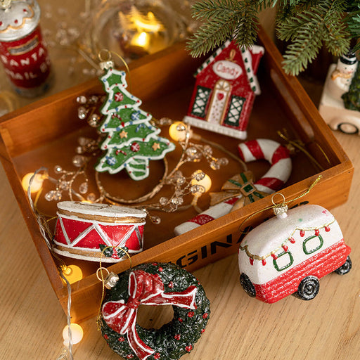Sparkly Hanging Ornaments with String, Bulk Christmas Tree Decorations, Car and House, Holiday Party Supplies