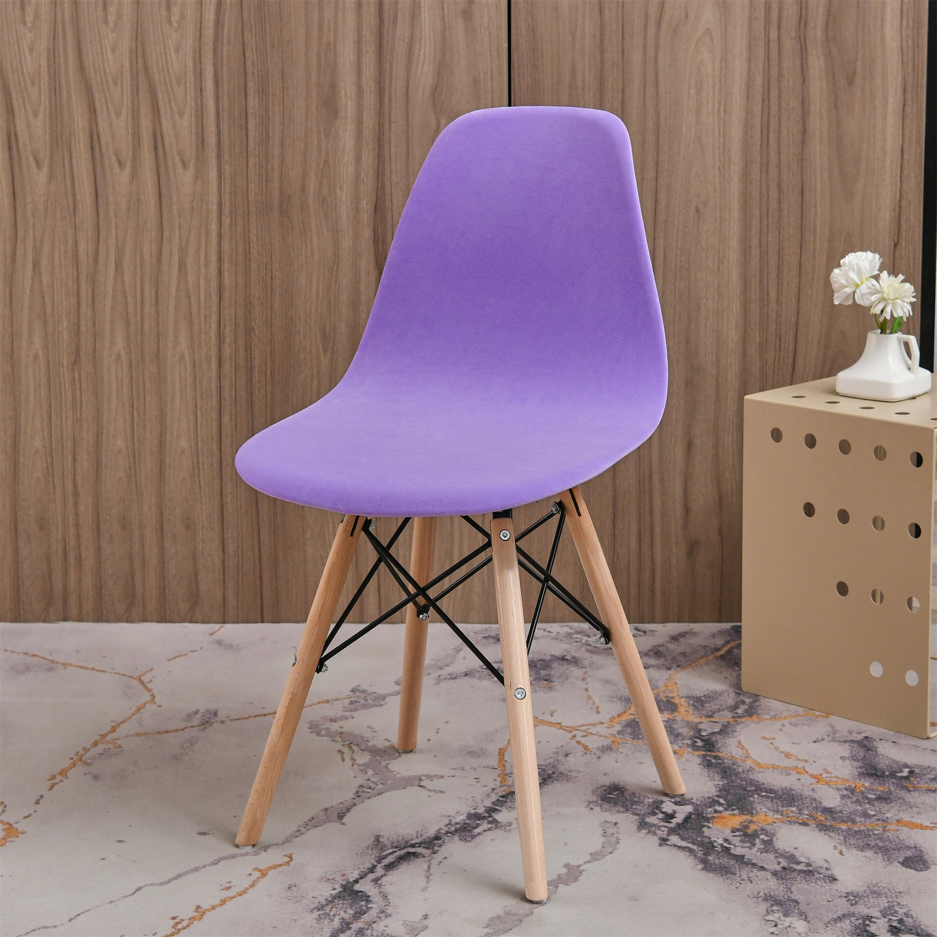 Bulk Stretch Shell Chair Cover Velvet Washable Mid Century Modern Chair Covers for Dining Living Room Bedroom Wholesale