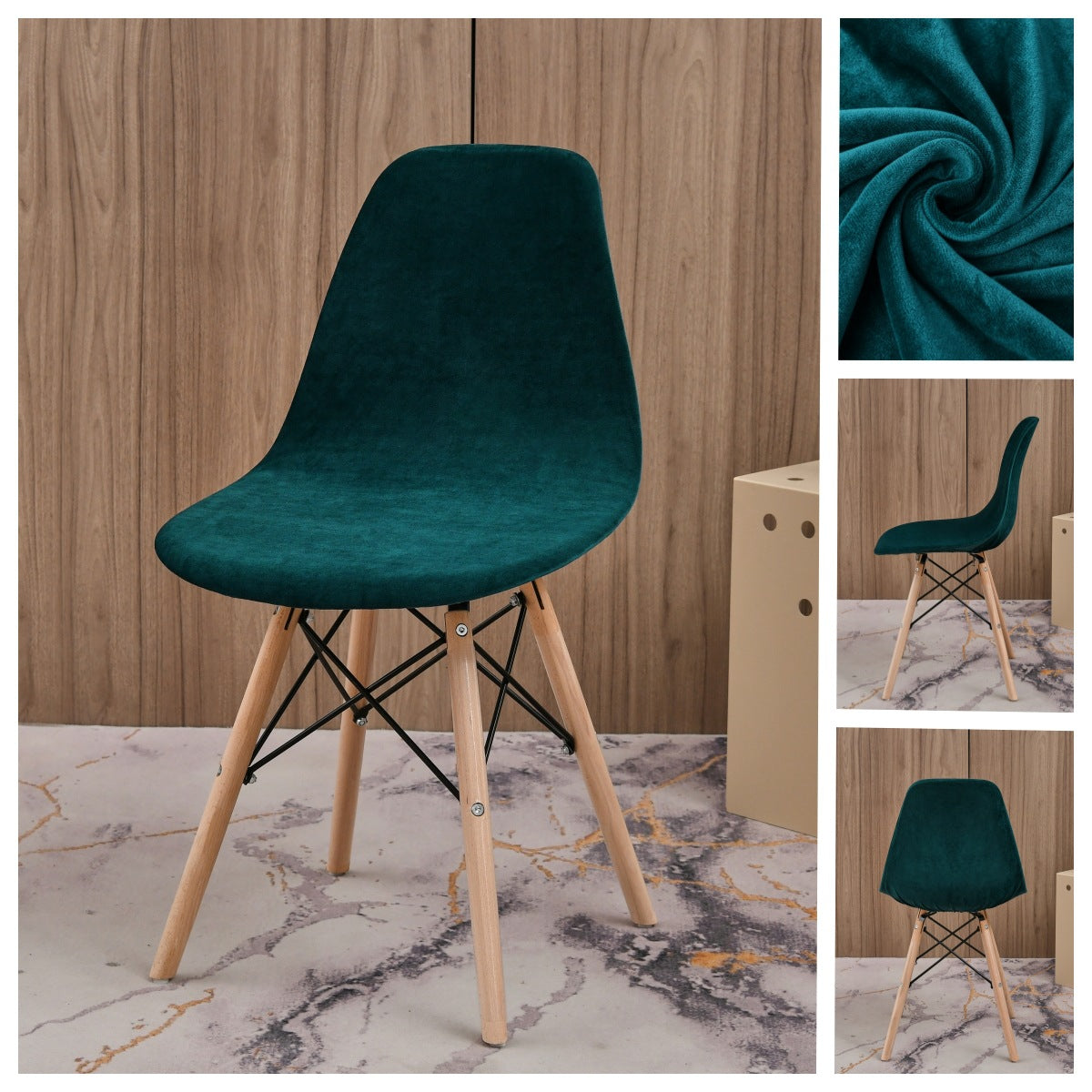 Bulk Stretch Shell Chair Cover Velvet Washable Mid Century Modern Chair Covers for Dining Living Room Bedroom Wholesale
