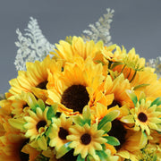 9.8 Inch Yellow Artificial Sunflower Bridal Bouquet 1 Pc Wedding Flower Arrangement