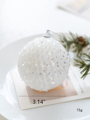 White Christmas Glitter Balls Ornaments Bulk Pack, 12 Pcs, Hanging Holiday Decor