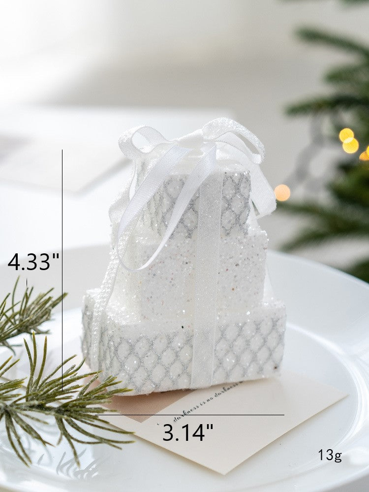 White Christmas Glitter Balls Ornaments Bulk Pack, 12 Pcs, Hanging Holiday Decor