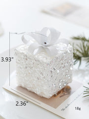 White Christmas Glitter Balls Ornaments Bulk Pack, 12 Pcs, Hanging Holiday Decor