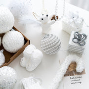 White Christmas Glitter Balls Ornaments Bulk Pack, 12 Pcs, Hanging Holiday Decor