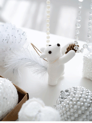 White Christmas Glitter Balls Ornaments Bulk Pack, 12 Pcs, Hanging Holiday Decor