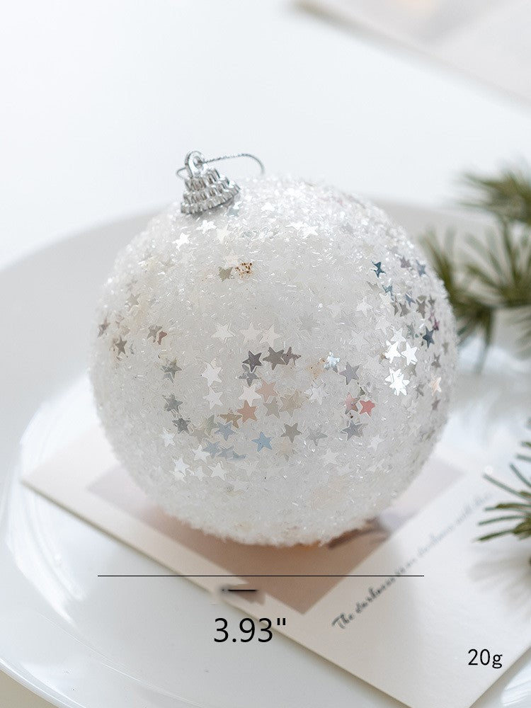 White Christmas Glitter Balls Ornaments Bulk Pack, 12 Pcs, Hanging Holiday Decor