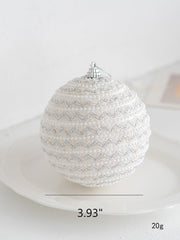White Christmas Glitter Balls Ornaments Bulk Pack, 12 Pcs, Hanging Holiday Decor