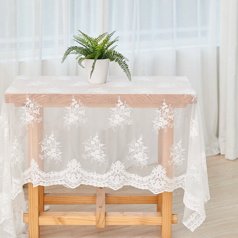 Bulk White Lace Embroidery Tablecloths for Rectangle Tables Wholesale