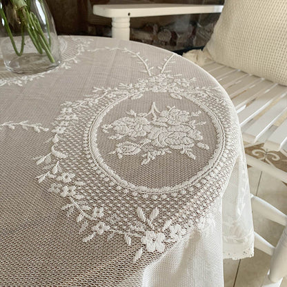 Bulk White Lace Tablecloths with Flower for Table Wholesale