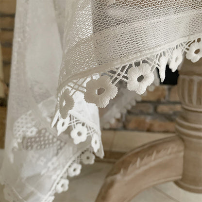 Bulk White Lace Tablecloths with Flower for Table Wholesale