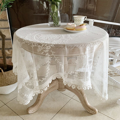 Bulk White Lace Tablecloths with Flower for Table Wholesale