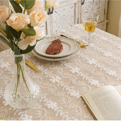 Bulk Snowflake Lace Tablecloth Embroidered Table Cover for Wedding Party Decor Wholesale