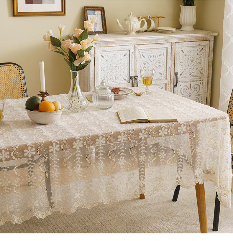Bulk Snowflake Lace Tablecloth Embroidered Table Cover for Wedding Party Decor Wholesale