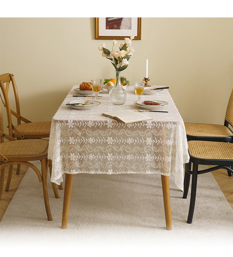 Bulk Snowflake Lace Tablecloth Embroidered Table Cover for Wedding Party Decor Wholesale