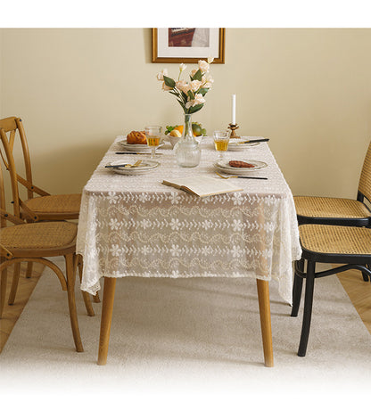 Bulk Snowflake Lace Tablecloth Embroidered Table Cover for Wedding Party Decor Wholesale