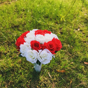 22 Colors Artificial Rose Bush Bouquets for Graves and Memorials, Bulk Wholesale Cemetery Flowers in Vase