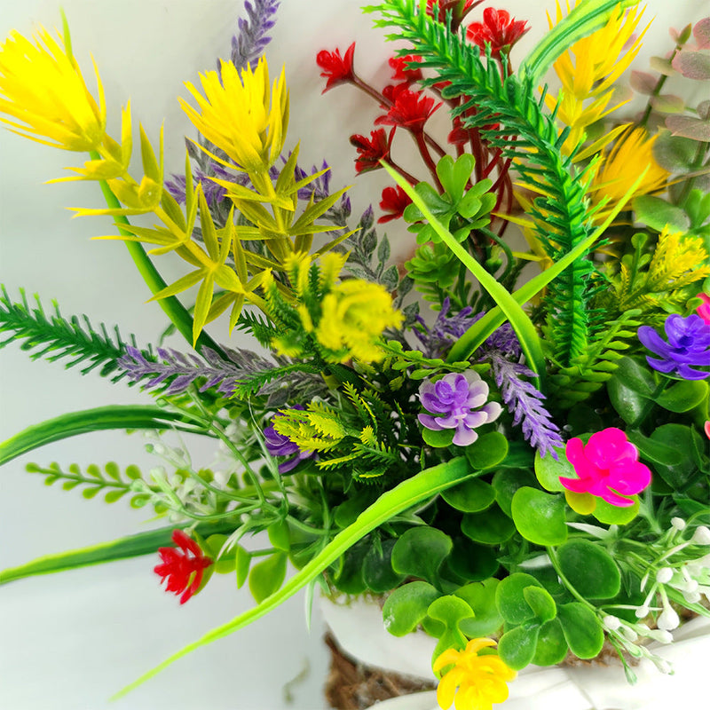 Artificial Wildflower Basket Wreath Door Hanger 12 Inch Bulk Silk Flowers for Front Door Porch Wall Decor