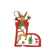 Wood Christmas Hanging Ornaments Set 12 Pcs Socks Shoes Glove Shapes Pendant Holiday Decor Bulk