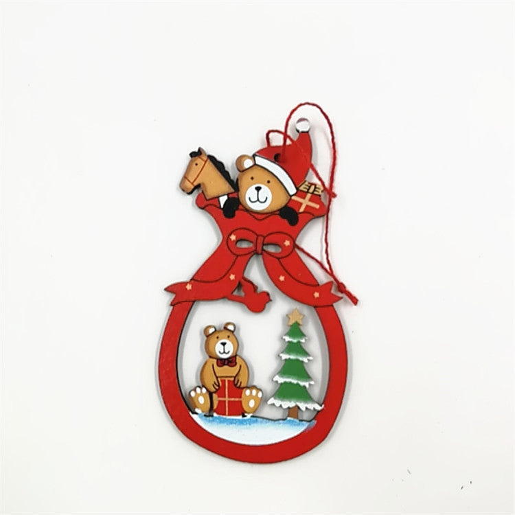 Wood Christmas Hanging Ornaments Set 12 Pcs Socks Shoes Glove Shapes Pendant Holiday Decor Bulk