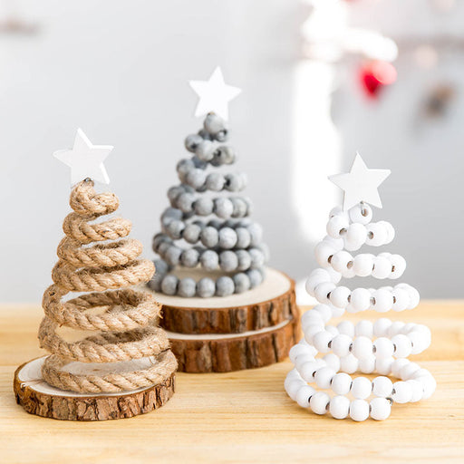 Wooden Bead Christmas Tree Tabletop Centerpiece Ornament Holiday Decoration Bulk Quantity