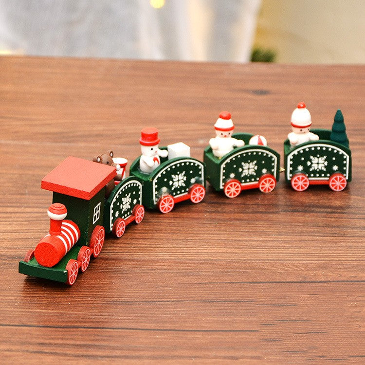 Wooden Christmas Train Ornaments, Mini Desktop Decor, Bulk Set for Holiday Party Decorations