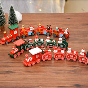 Wooden Christmas Train Ornaments, Mini Desktop Decor, Bulk Set for Holiday Party Decorations