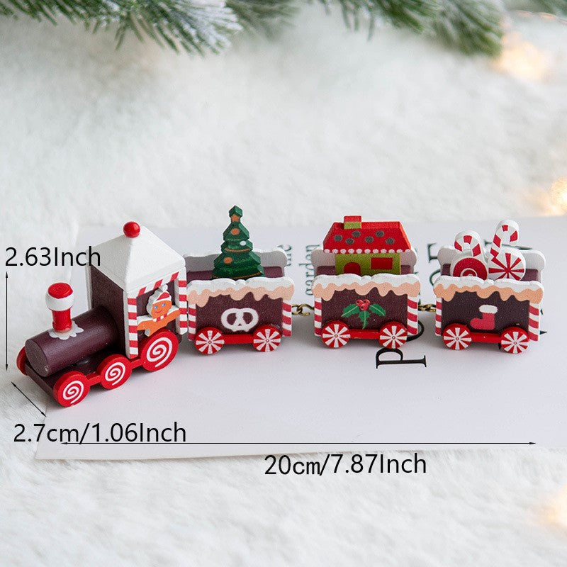 Wooden Christmas Train Ornaments, Mini Desktop Decor, Bulk Set for Holiday Party Decorations
